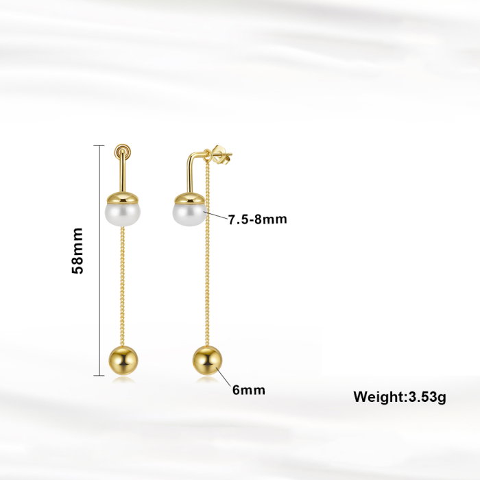 Cercei argint 925 placati cu aur 14K cu perle naturale [3]