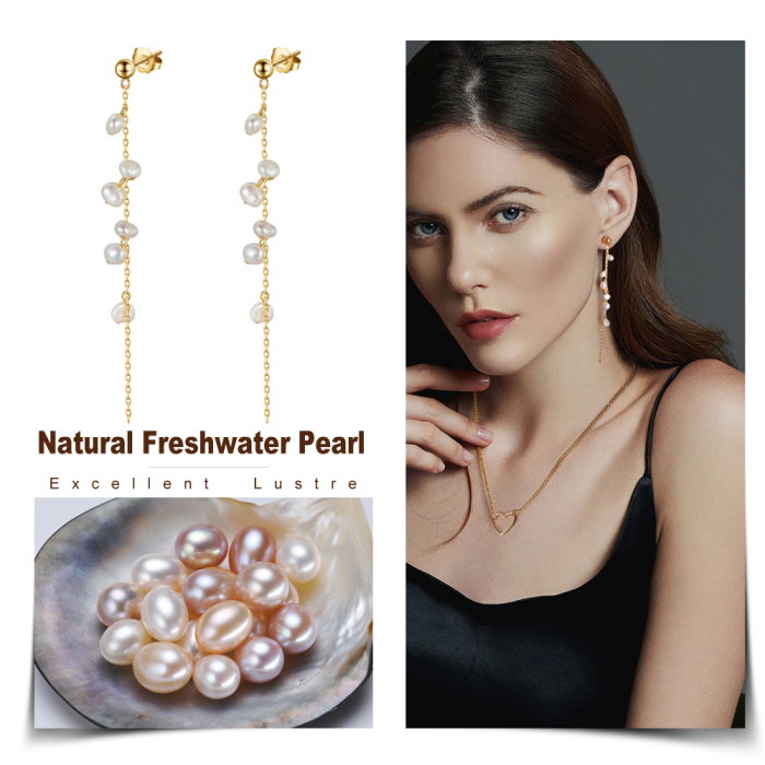 Cercei argint 925 placati cu aur 14K cu perle naturale [5]