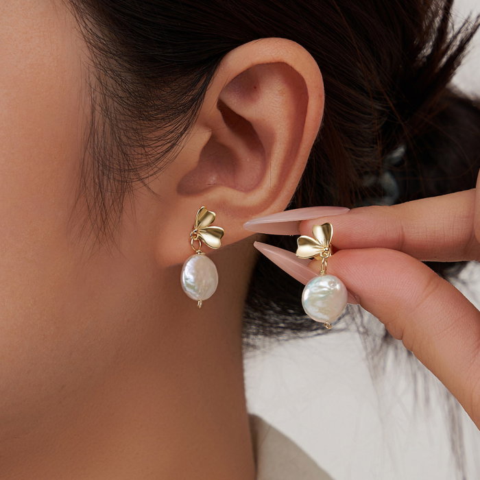 Cercei argint 925 placati cu aur 14K cu perle naturale [2]