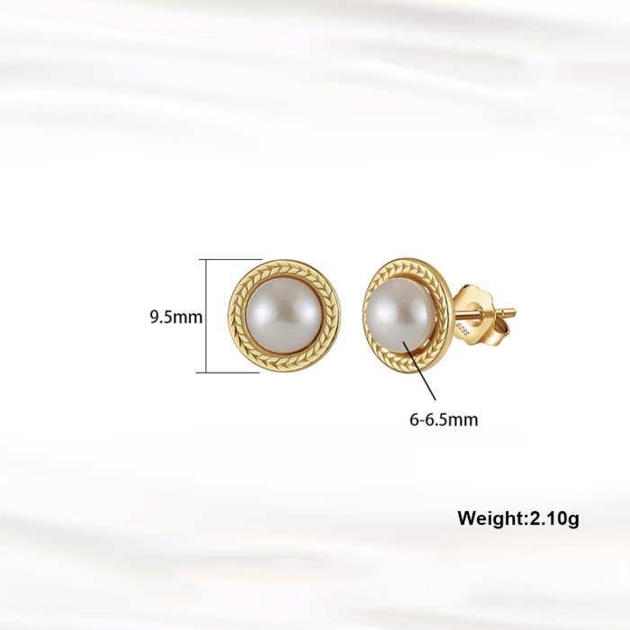 Cercei argint 925 placati cu aur 14K cu perle naturale [3]