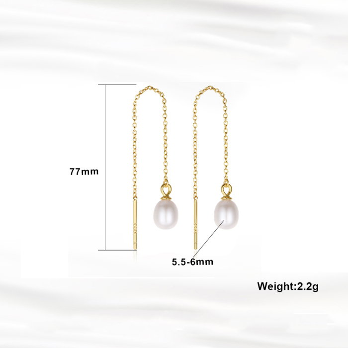 Cercei argint 925 placati cu aur 14K cu perle naturale [5]