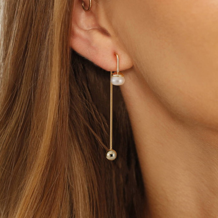 Cercei argint 925 placati cu aur 14K cu perle naturale [2]