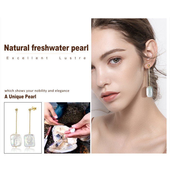 Cercei argint 925 placati cu aur 14K cu perle naturale [8]