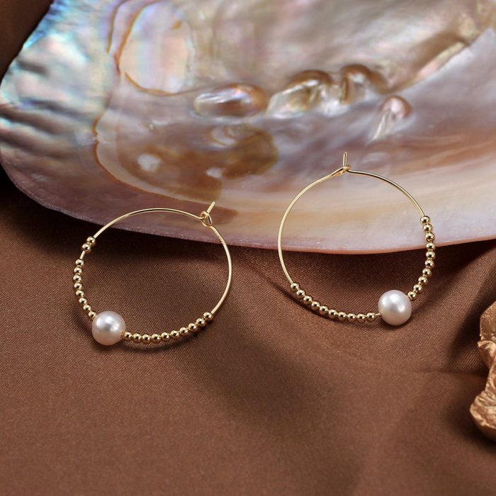Cercei argint 925 placati cu aur 14K cu perle naturale [3]