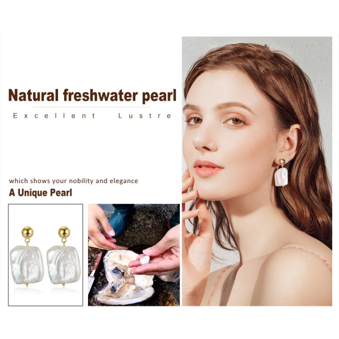 Cercei argint 925 placati cu aur 14K cu perle naturale [8]