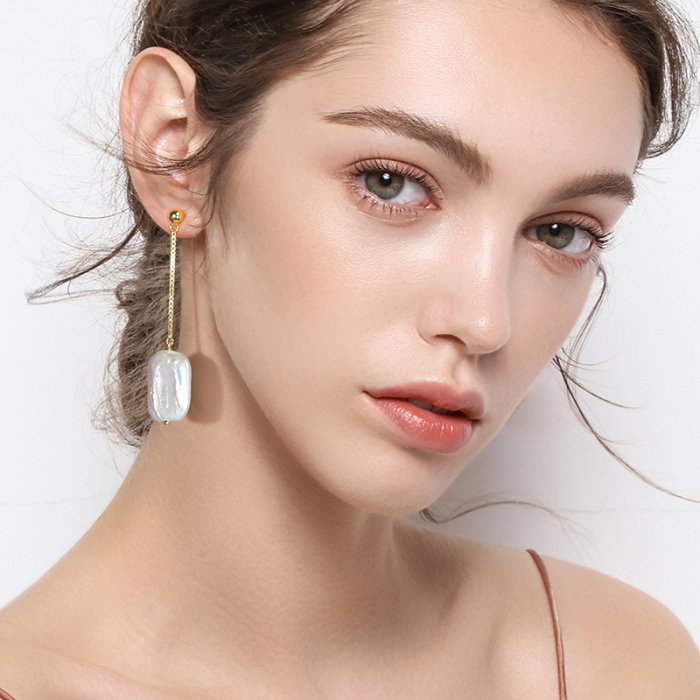 Cercei argint 925 placati cu aur 14K cu perle naturale [2]