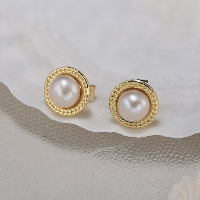 Cercei argint 925 placati cu aur 14K cu perle naturale [4]