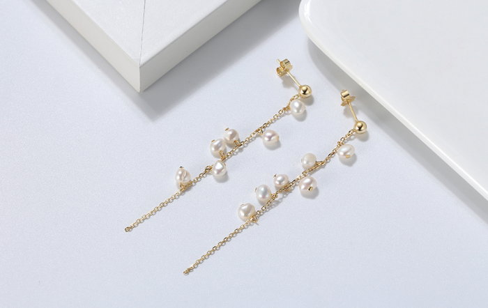 Cercei argint 925 placati cu aur 14K cu perle naturale [7]