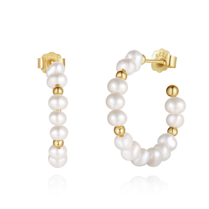 Cercei argint 925 placati cu aur 14K cu perle naturale [1]