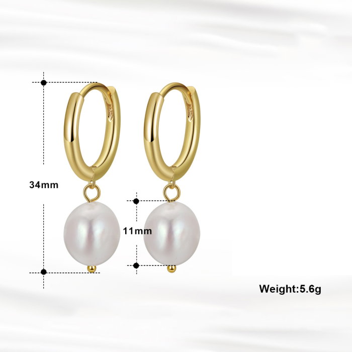 Cercei argint 925 placati cu aur 14K cu perle naturale [5]