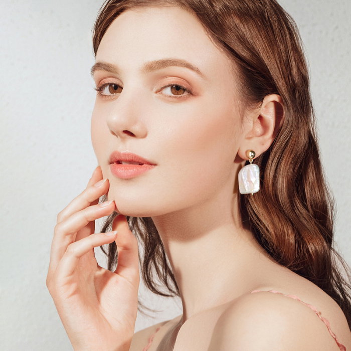 Cercei argint 925 placati cu aur 14K cu perle naturale [3]