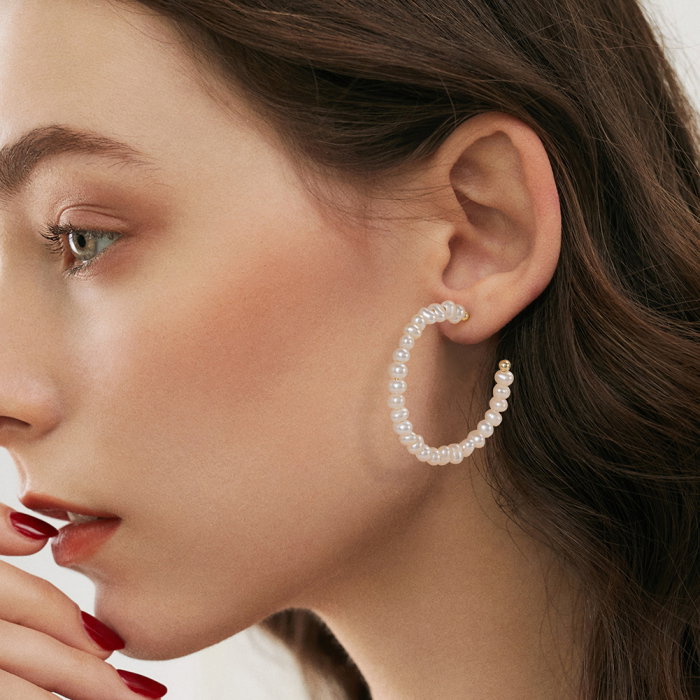 Cercei argint 925 placati cu aur 14K cu perle naturale [2]