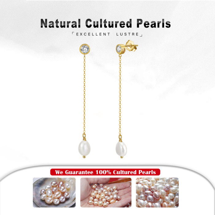 Cercei argint 925 placati cu aur 14K cu perle naturale si zirconiu [6]