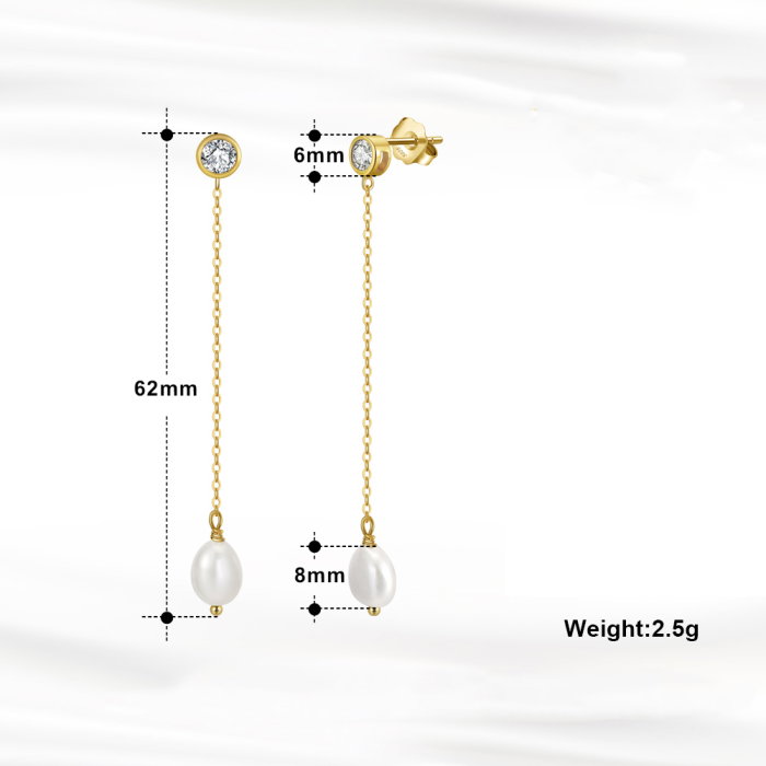 Cercei argint 925 placati cu aur 14K cu perle naturale si zirconiu [4]