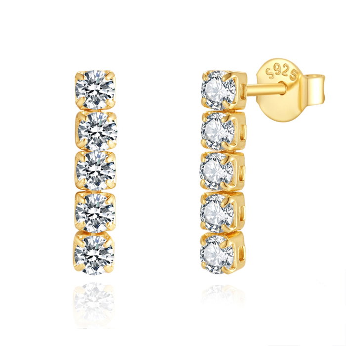 Cercei argint 925 tennis placati cu aur 14K cu zirconiu [1]