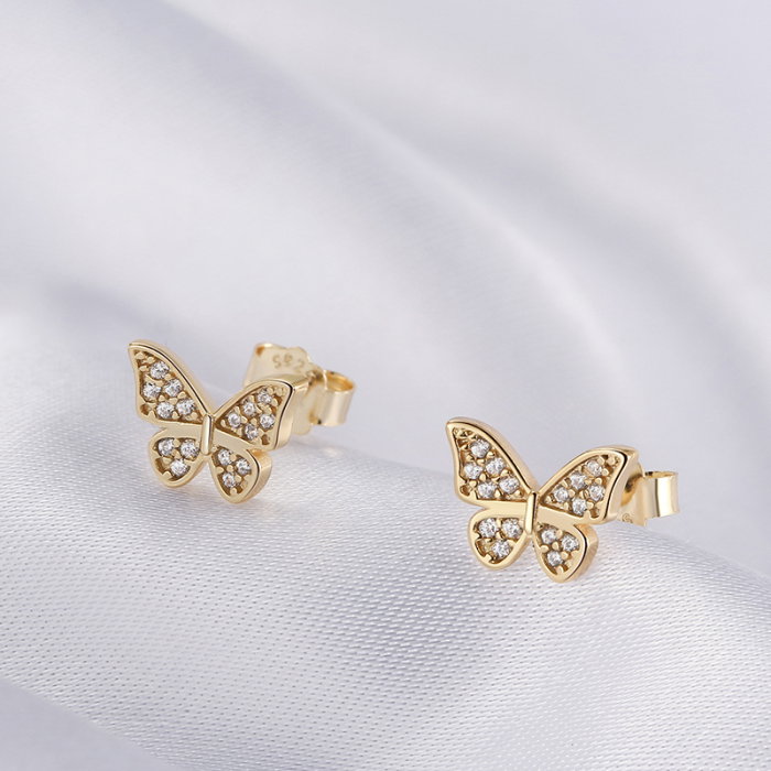 Cercei argint 925 placati cu aur 14K cu zirconiu [3]