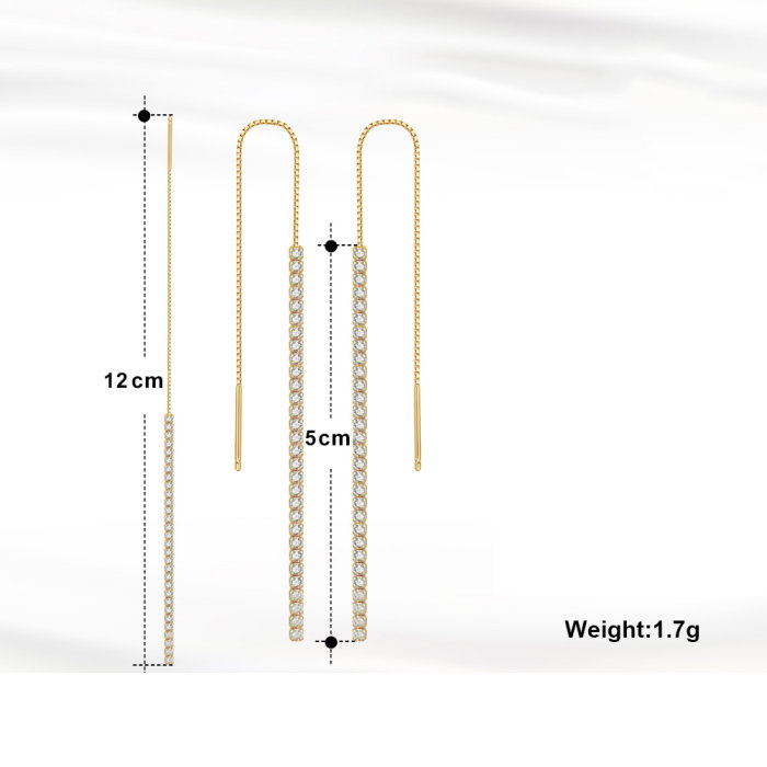 Cercei argint 925 tennis placati cu aur 14K cu zirconiu [2]
