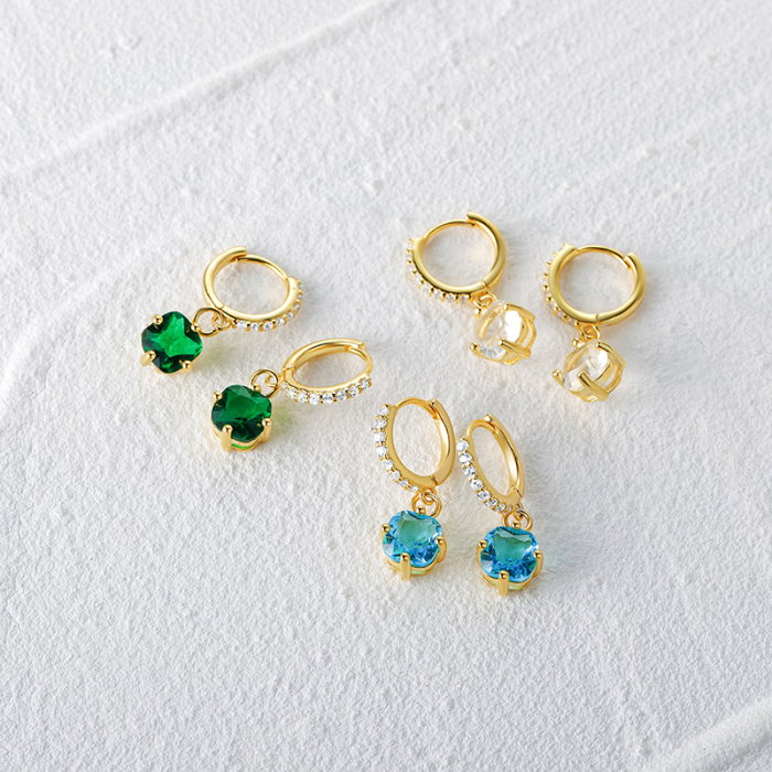 Cercei argint 925 placati cu aur 14K cu zirconiu clar [3]