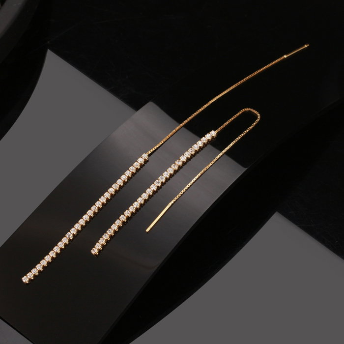 Cercei argint 925 tennis placati cu aur 14K cu zirconiu [4]