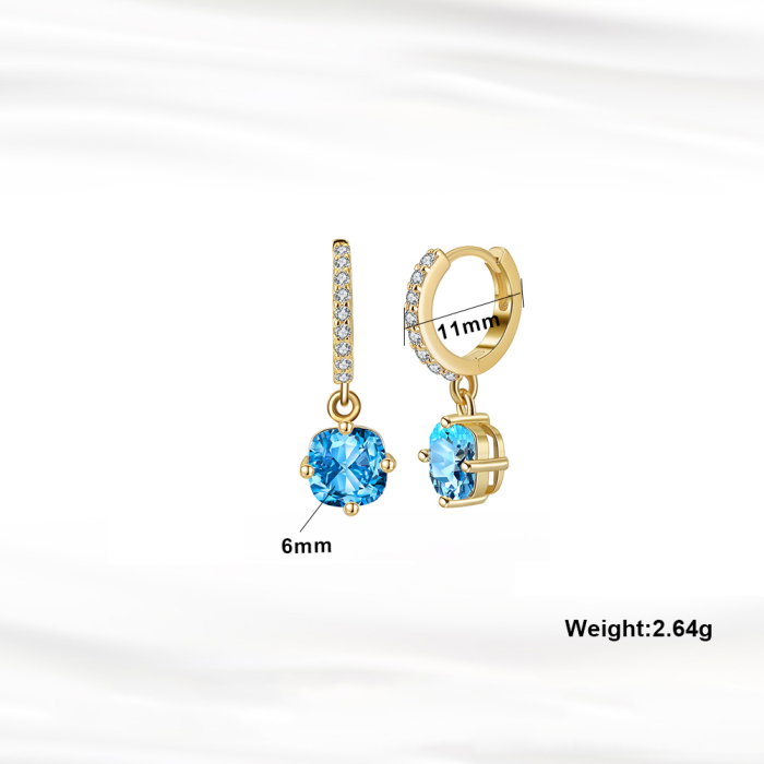 Cercei argint 925 placati cu aur 14K cu zirconiu clar [4]