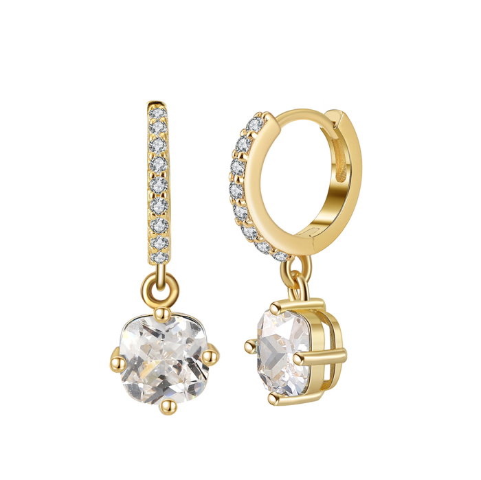 Cercei argint 925 placati cu aur 14K cu zirconiu clar [1]