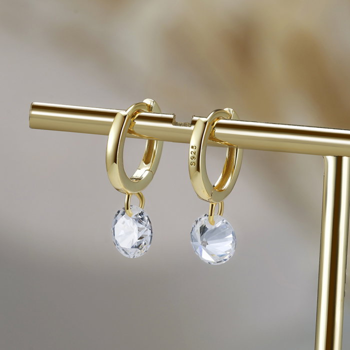 Cercei argint 925 placati cu aur 14K cu zirconiu [3]