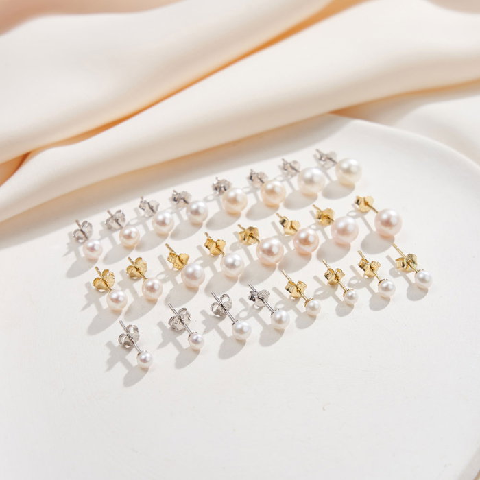 Cercei argint 925 placati cu aur 14K cu perle naturale rotunde [5]