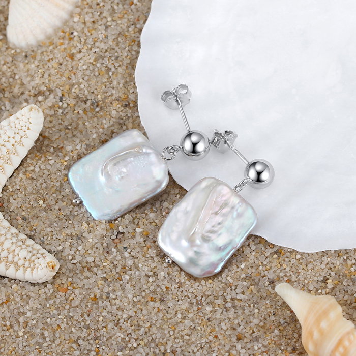 Cercei argint 925 placati cu rodiu cu perle naturale [2]