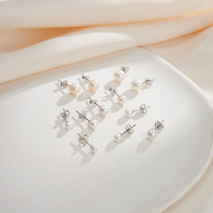 Cercei argint 925 placati cu aur 14K cu perle naturale rotunde [4]