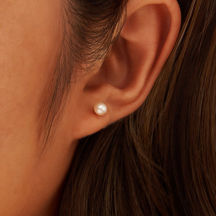 Cercei argint 925 placati cu aur 14K cu perle naturale rotunde [4]