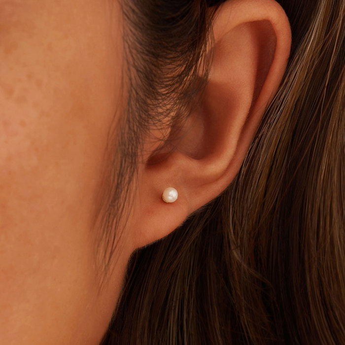 Cercei argint 925 placati cu aur 14K cu perle naturale rotunde [5]