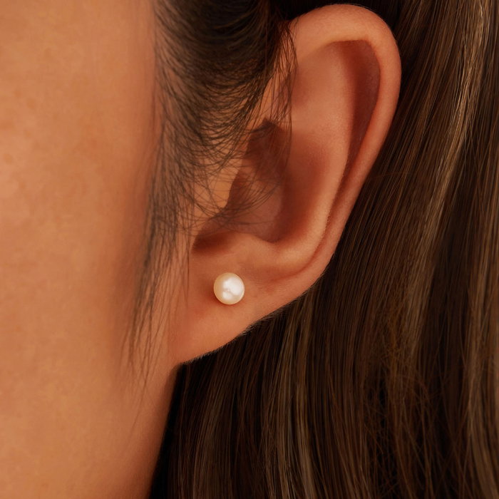 Cercei argint 925 placati cu aur 14K cu perle naturale tip buton [2]