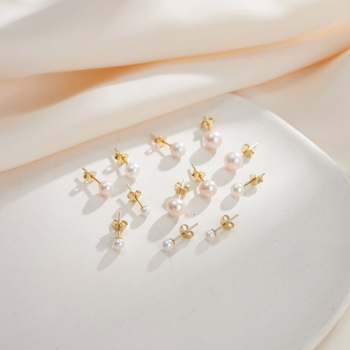 Cercei argint 925 placati cu aur 14K cu perle naturale rotunde [3]