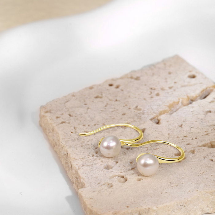 Cercei argint 925 placati cu aur 14 k cu perle naturale [3]