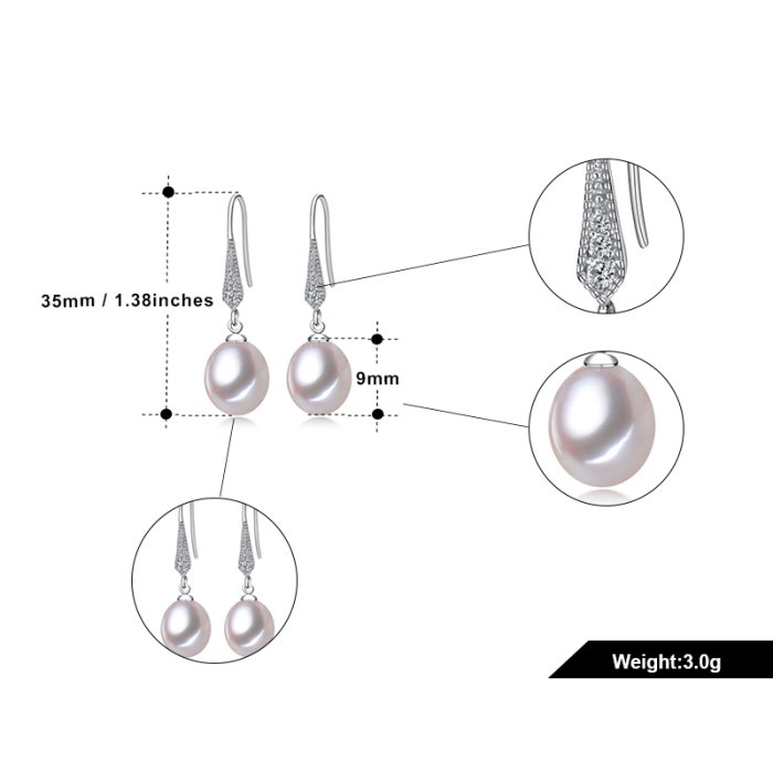 Cercei argint 925 placati cu rodiu cu perle naturale si zirconiu [9]
