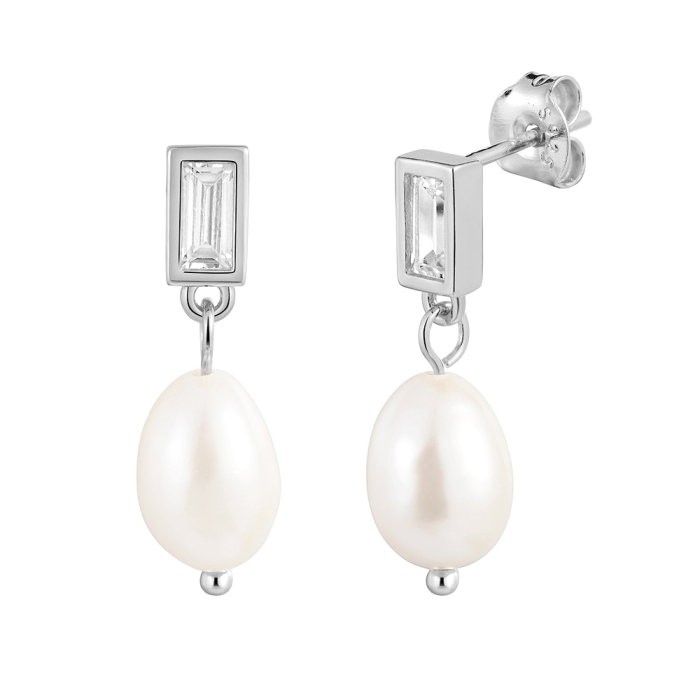 Cercei argint 925 placati cu rodiu cu perle naturale si zirconiu [1]