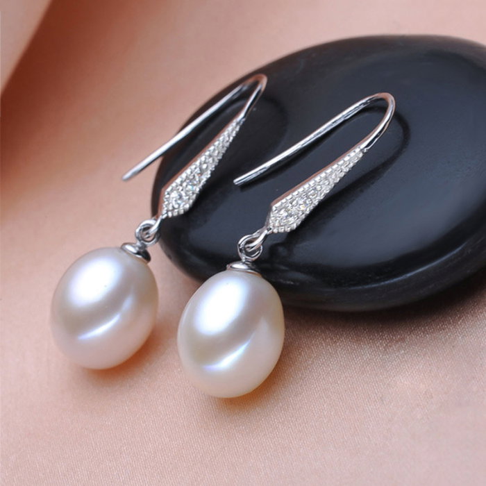 Cercei argint 925 placati cu rodiu cu perle naturale si zirconiu [3]