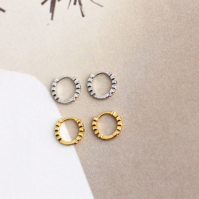 Cercei argint 925 placati cu rodiu cu zirconii colorate [5]