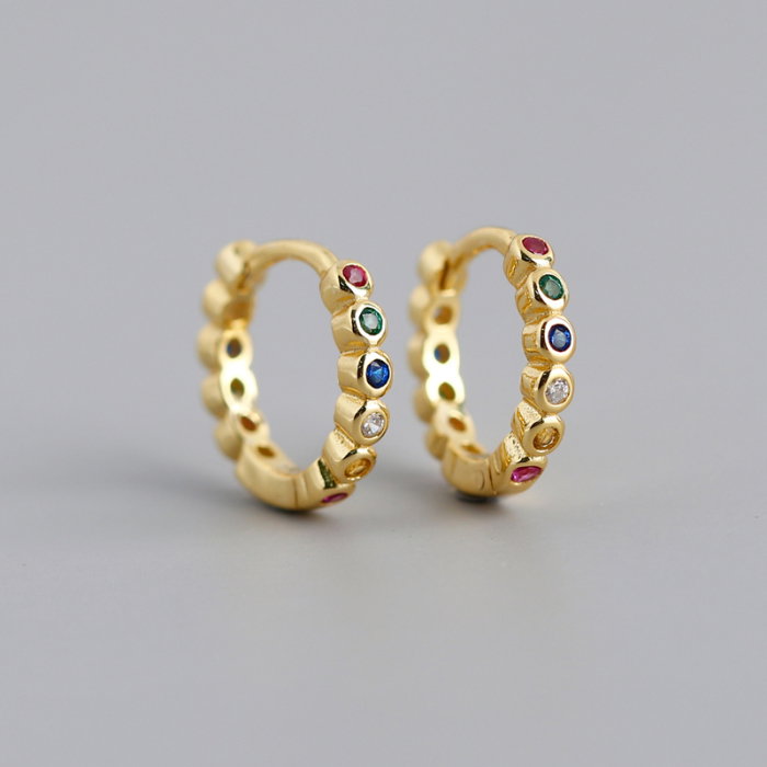 Cercei argint 925 placati cu aur 18K cu zirconii colorate [2]
