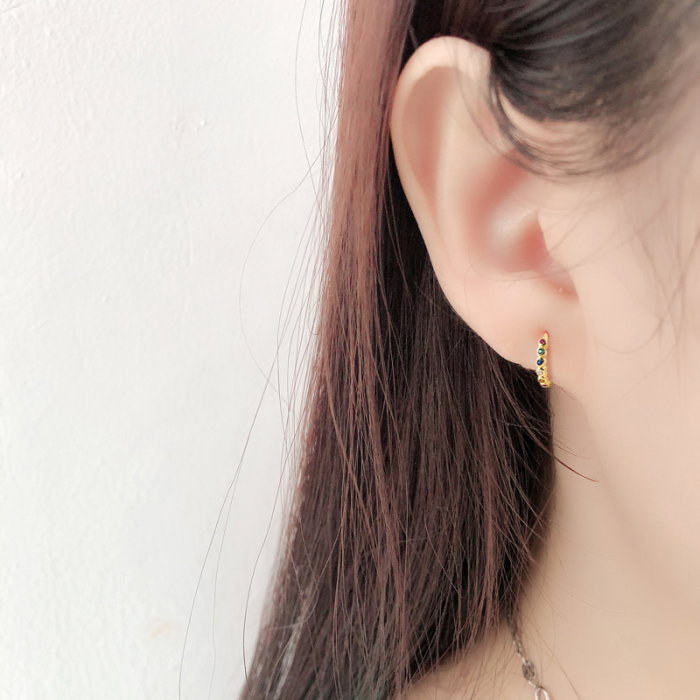 Cercei argint 925 placati cu rodiu cu zirconii colorate [4]