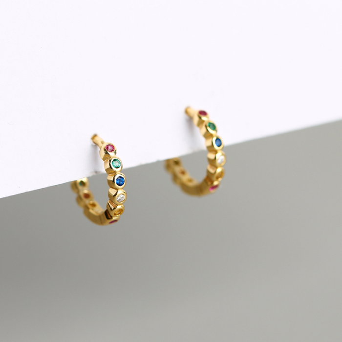 Cercei argint 925 placati cu aur 18K cu zirconii colorate [5]