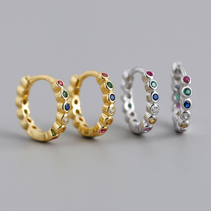 Cercei argint 925 placati cu rodiu cu zirconii colorate [3]