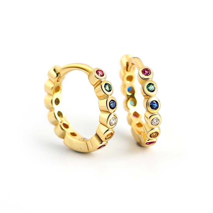 Cercei argint 925 placati cu aur 18K cu zirconii colorate [1]