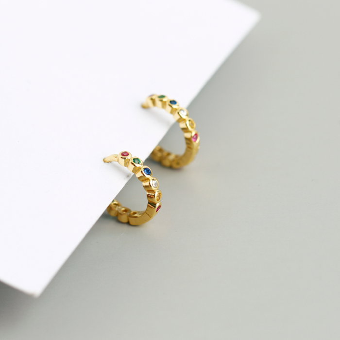 Cercei argint 925 placati cu aur 18K cu zirconii colorate [6]