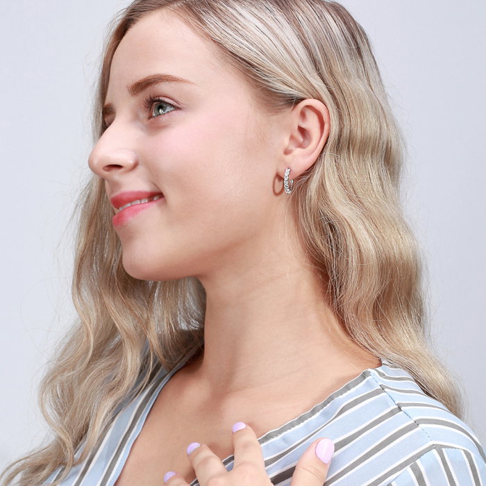 Cercei argint 925 placati cu aur 14K cu zirconiu [3]