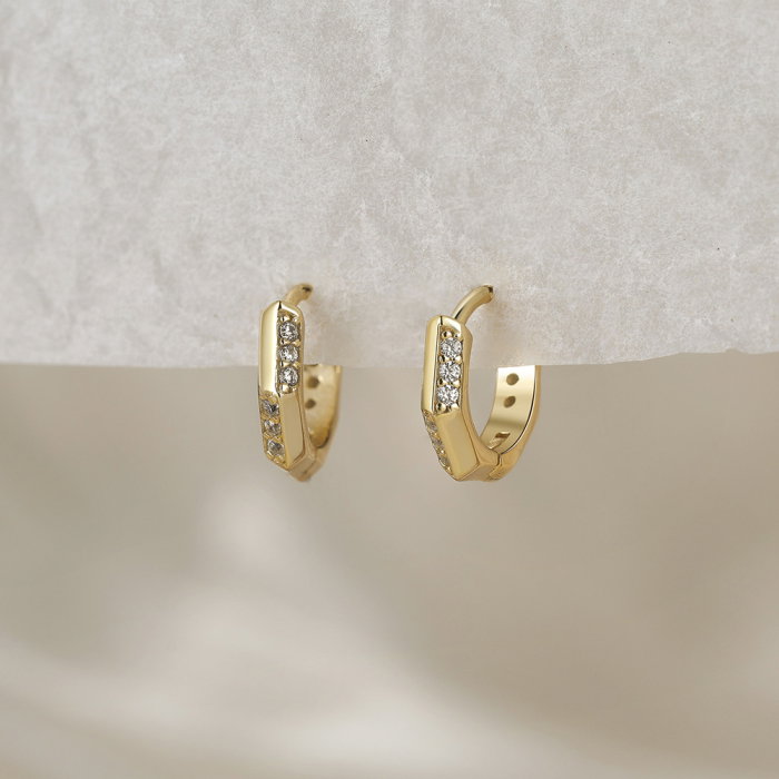 Cercei argint 925 placati cu aur 14K cu zirconiu [4]