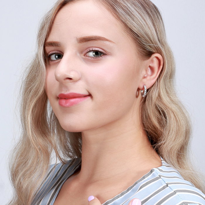 Cercei argint 925 placati cu aur 14K cu zirconiu [2]