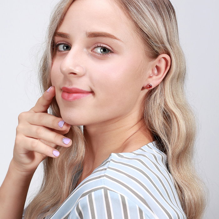 Cercei argint 925 placati cu rodiu cu zirconiu rubin [4]