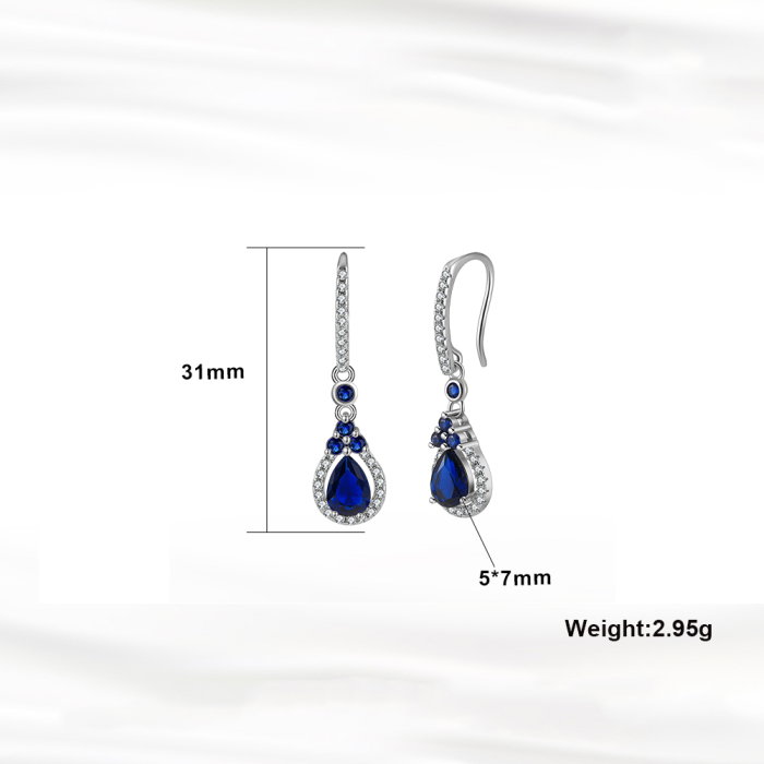 Cercei argint 925 placati cu rodiu cu zirconiu safir [5]