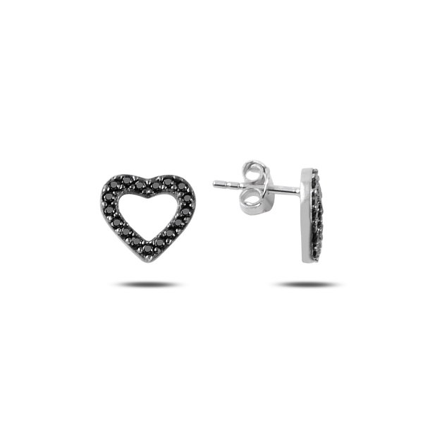 Cercei argint 925 rodiat cu inimioare si zirconii negre - Be in Love ETU0080 [1]
